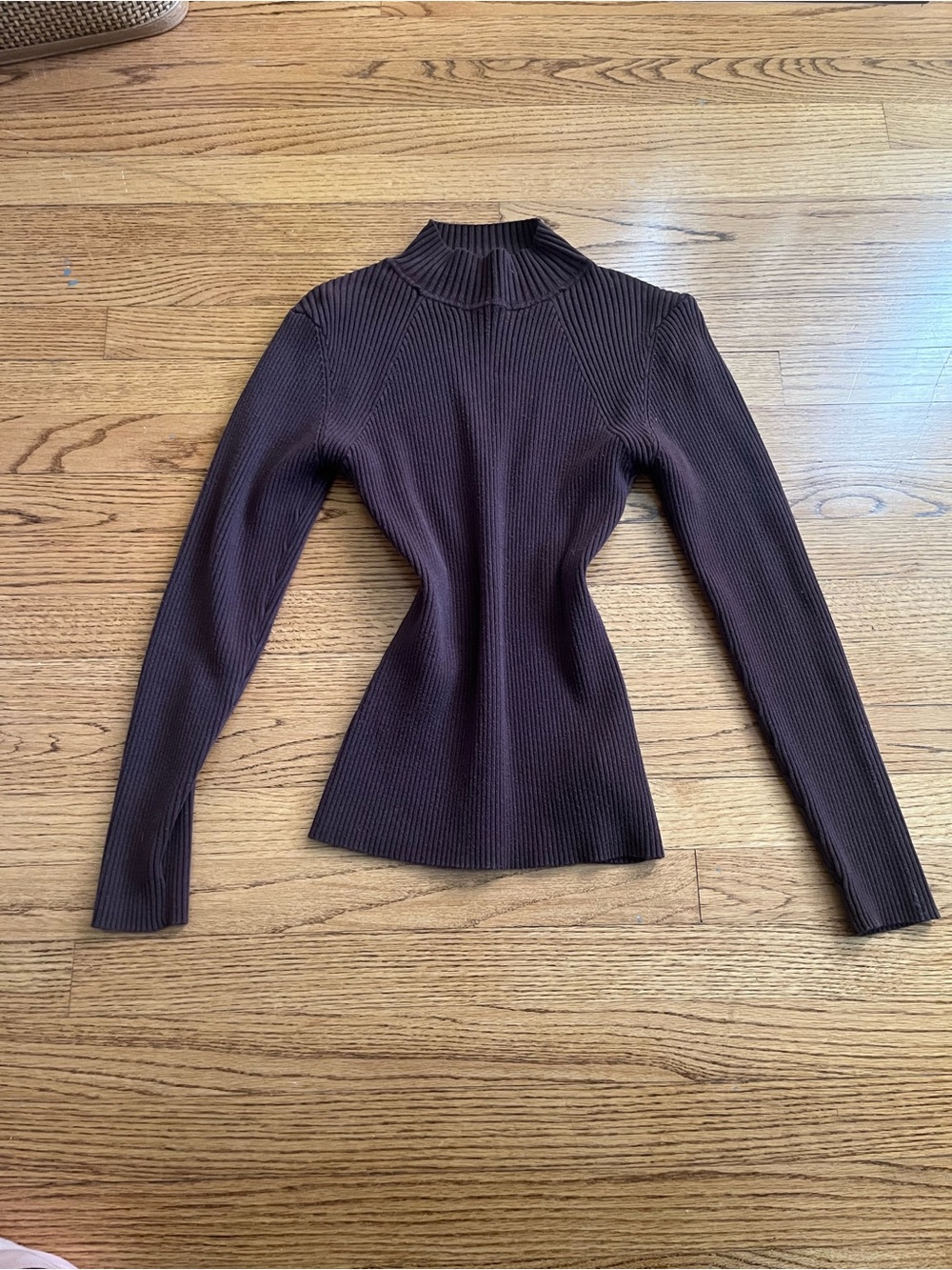 Michaels Dark Brown Ribbed Mock Neck Sweater